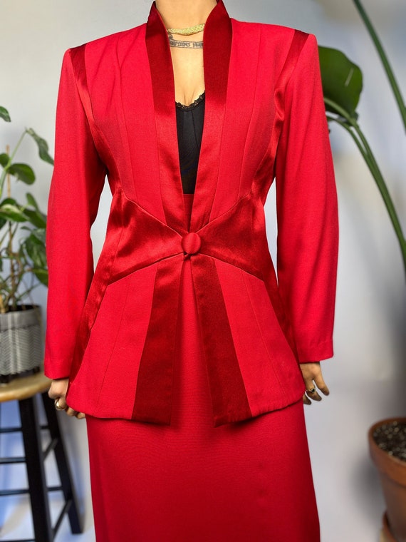 1980's Lady in Red 2 Piece Power Suit
