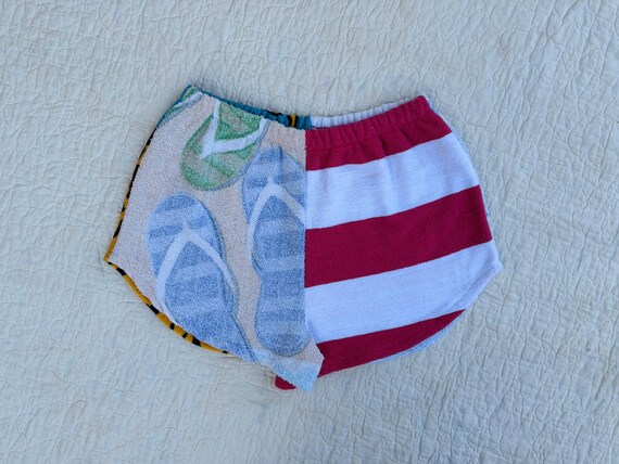 Vintage Inspired Terry Cloth Patchwork Shorts – R… - image 3
