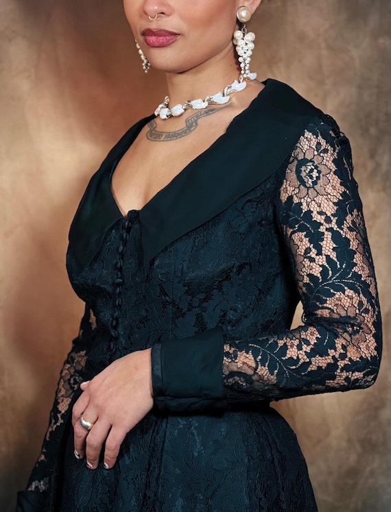 Black Lace Formal Dress With Peter Pan Collar by Sydney