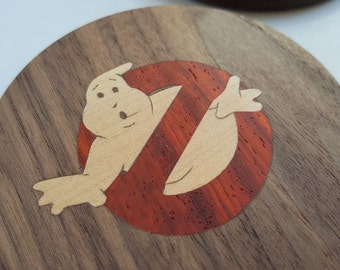 Handgemachte Walnuss Ghostbusters Untersetzer mit Intarsien