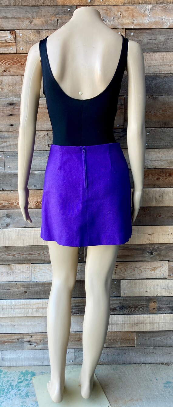 Vintage 1960's Go-Go Purple Polyester Mini Skirt … - image 2