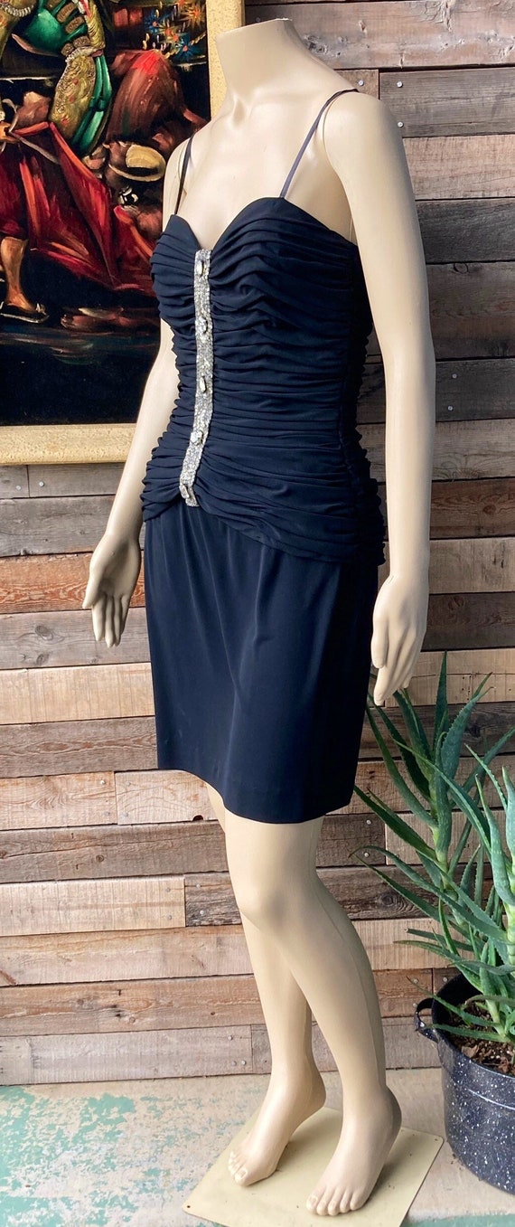 Vintage 1960's Mod Little Black Dress Short Black… - image 4