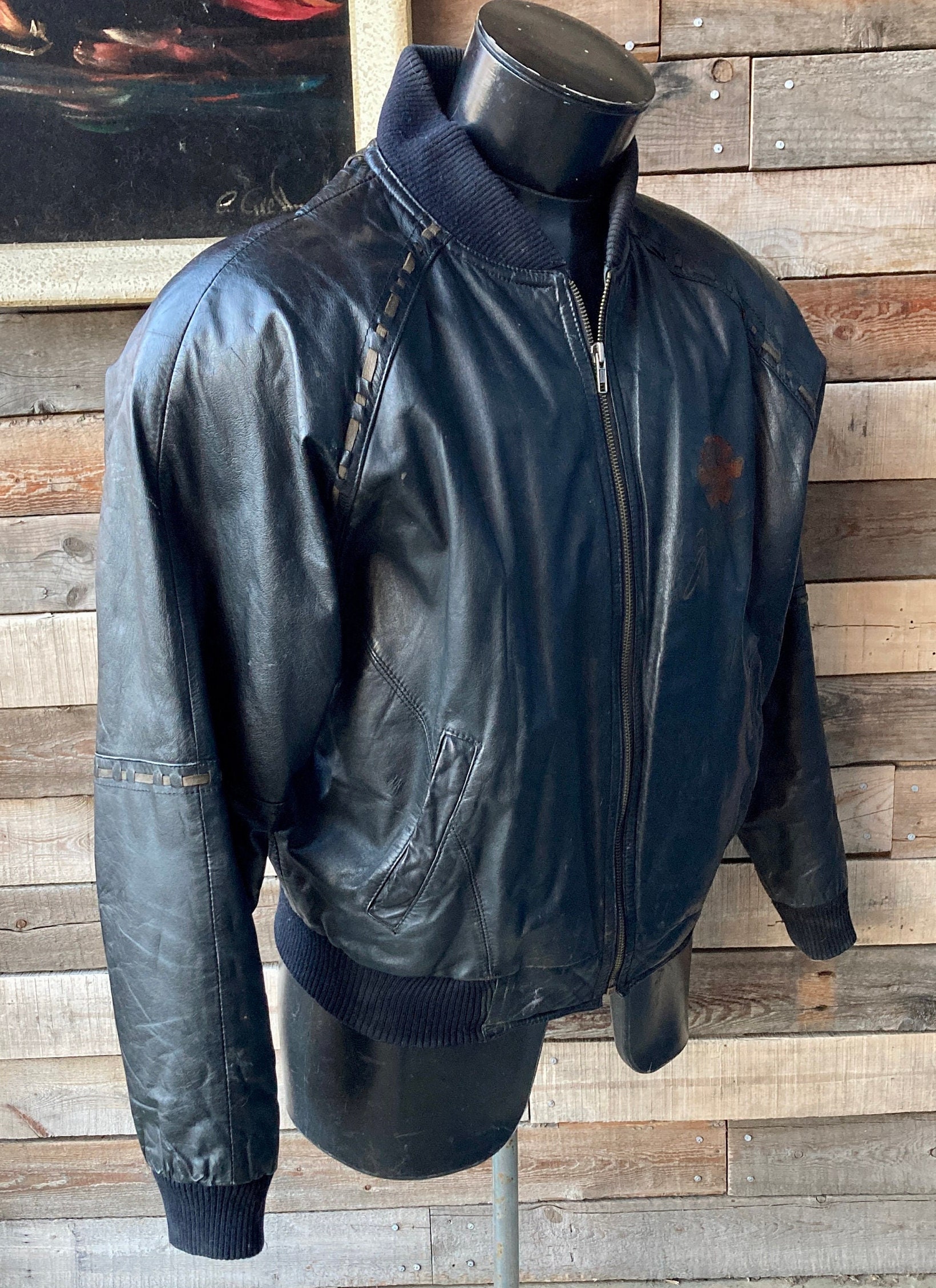 Vintage 1980's Bomber Jacket by Iconic Brand Z. Cavaricci Leather