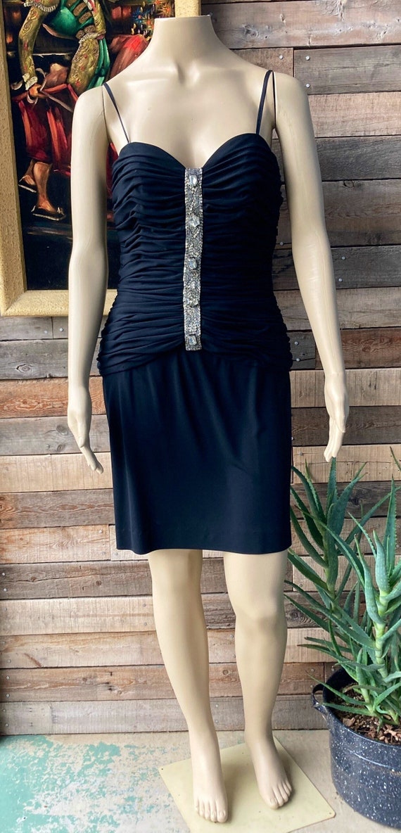 Vintage 1960's Mod Little Black Dress Short Black… - image 1