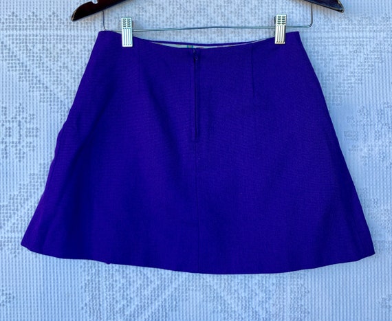 Vintage 1960's Go-Go Purple Polyester Mini Skirt … - image 3