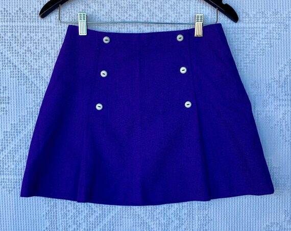 Vintage 1960's Go-Go Purple Polyester Mini Skirt … - image 7