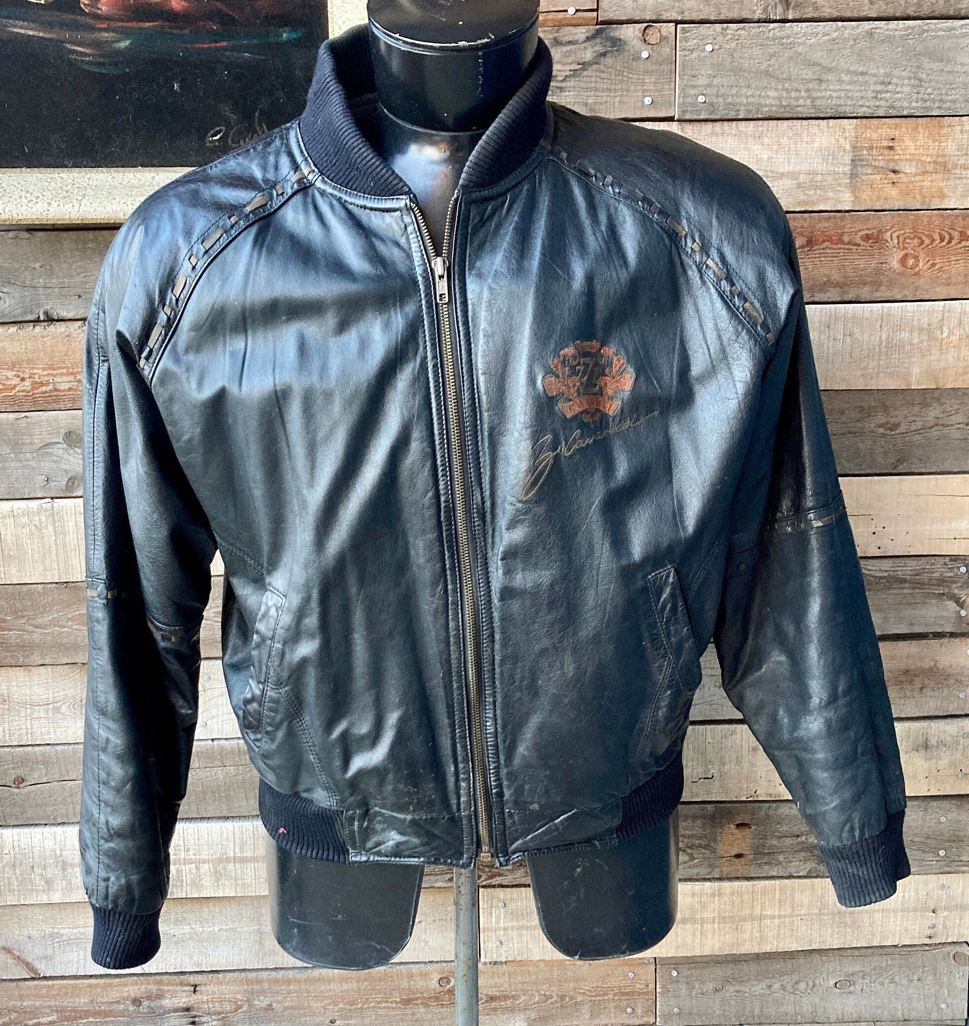 80s short real leather bomber jacket vy