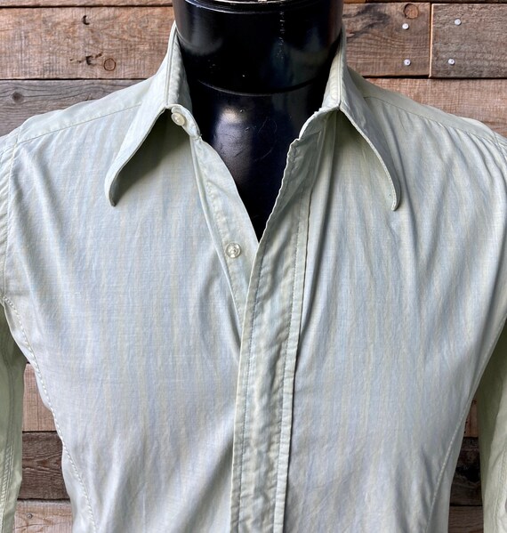 Vintage 1970's Dress Shirt with Thin Stripes and … - image 1