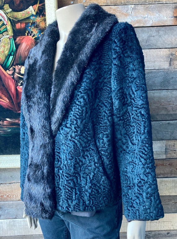 Vintage 1960's Faux Fur Mod Coat with Persian Lam… - image 1