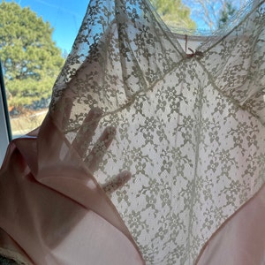 Vintage 1980&#39;s Powder Pink and Antique White Nylon and Lace Teddy One-Piece Lingerie by J.C. Penney in Tag Size 16/18