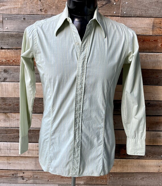 Vintage 1970's Dress Shirt with Thin Stripes and … - image 7