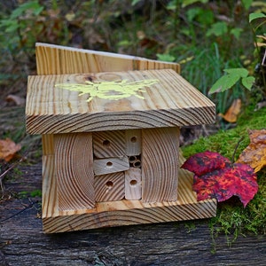 Native Bee Cabin, Bee Hotel, Mason Bees, Leafcutter bees, Handmade, Replaceable Insert Nesting Sites image 1