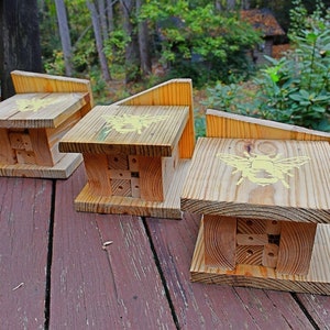 Native Bee Cabin, Bee Hotel, Mason Bees, Leafcutter bees, Handmade, Replaceable Insert Nesting Sites image 5