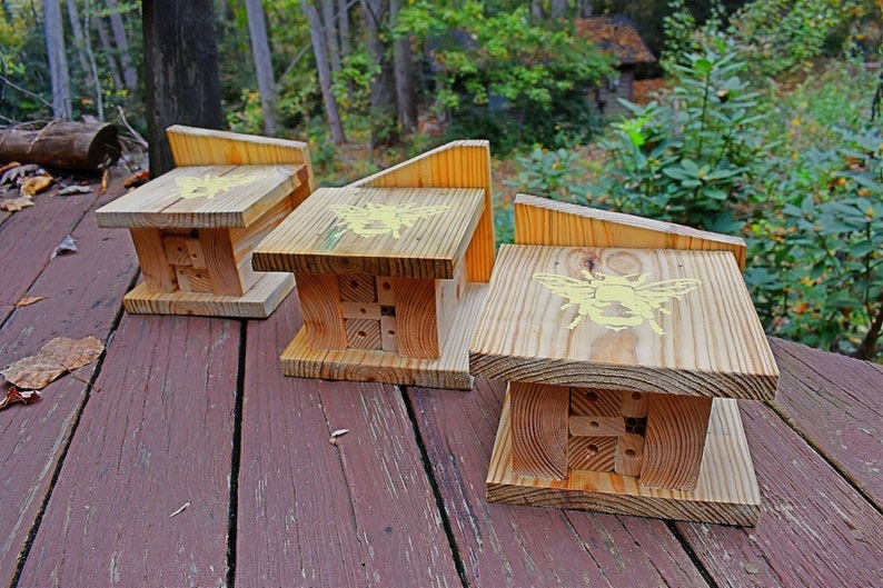 Native Bee Cabin, Bee Hotel, Mason Bees, Leafcutter bees, Handmade, Replaceable Insert Nesting Sites image 5