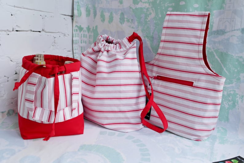 Knitting project bags 3-piece set including travel yarn bag drawstring knitting organizer knitting supplies and tools