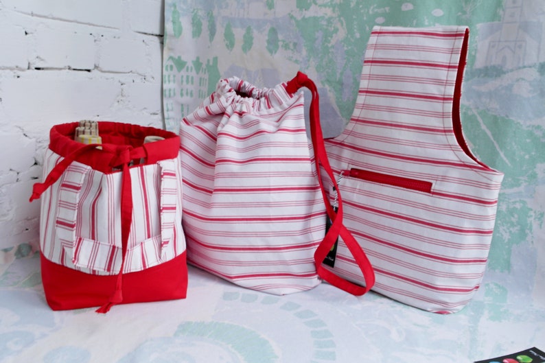 Knitting project bags 3-piece set including travel yarn bag drawstring knitting organizer knitting supplies and tools