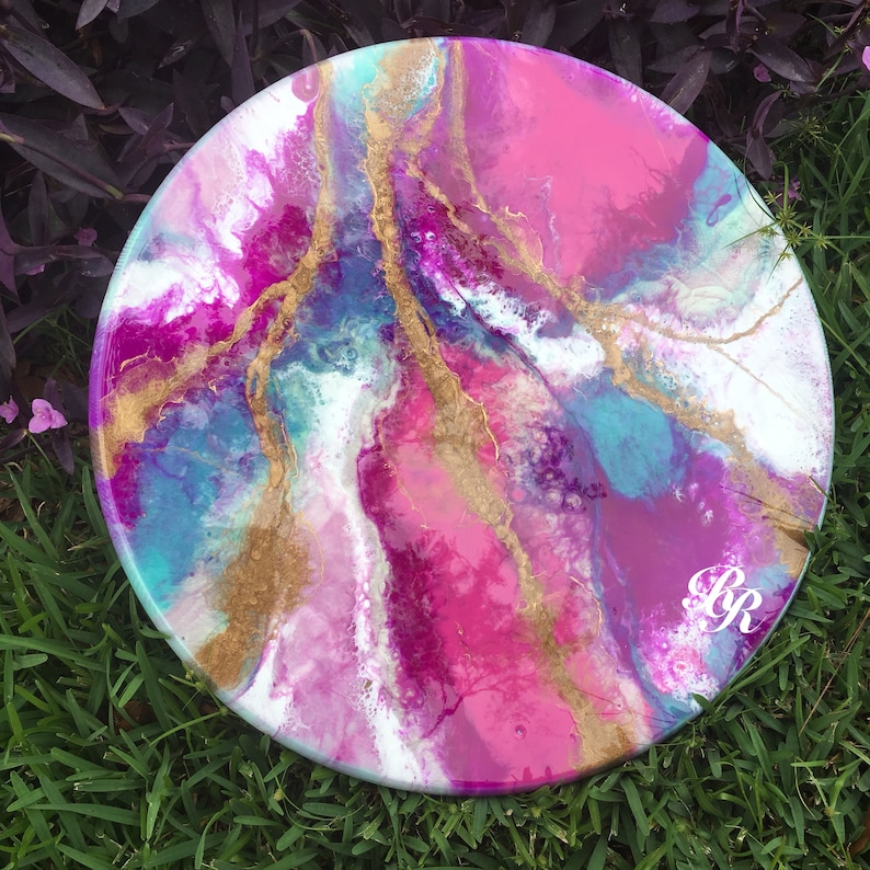 Unicorn Original Artwork Resin Painting on 18x1 Inch Circle Etsy