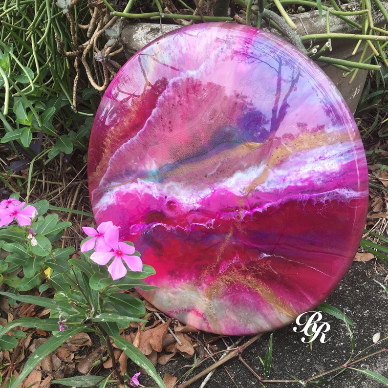 Bliss Original Artwork Resin Painting on 18x1 Inch Circle Solid Wood Panel With Rounded Edge. Etsy