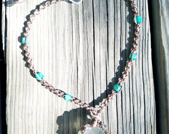 Hemp necklace with large glass pendant