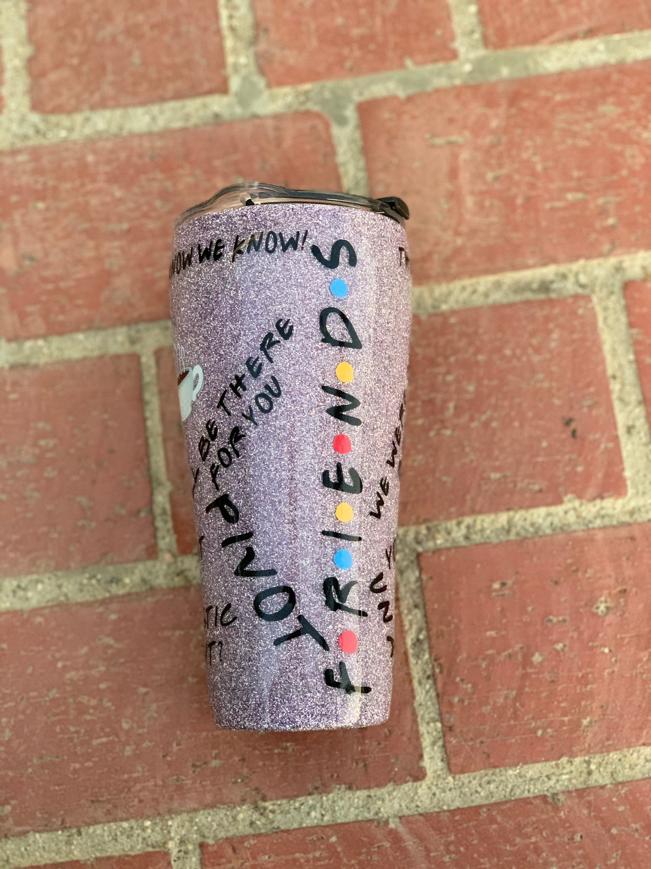 Friends Glitter Tumbler With Straw Etsy