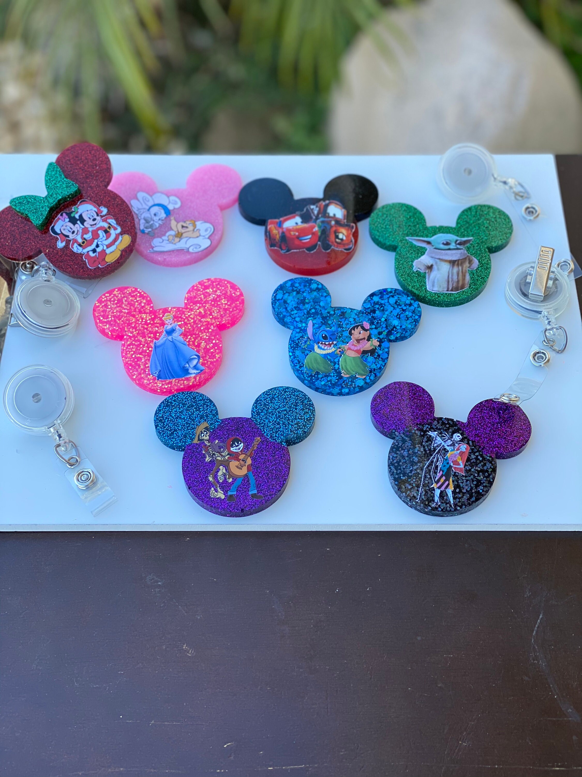 Mickey or Minnie Mouse Ears Retractable ID Badge Holder Etsy