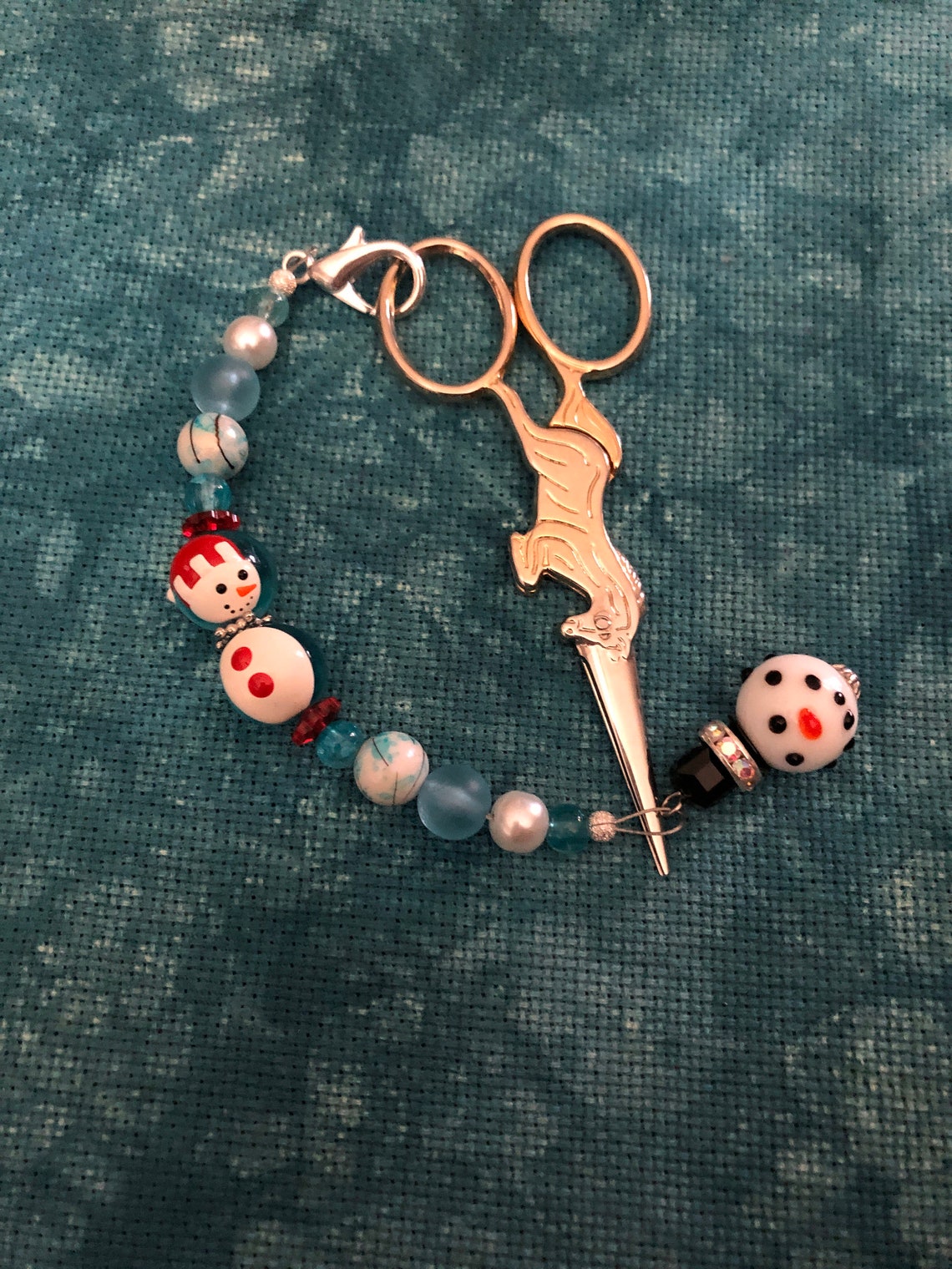 Blue Christmas Snowman Scissor Fob Sewing Accessories Zipper | Etsy