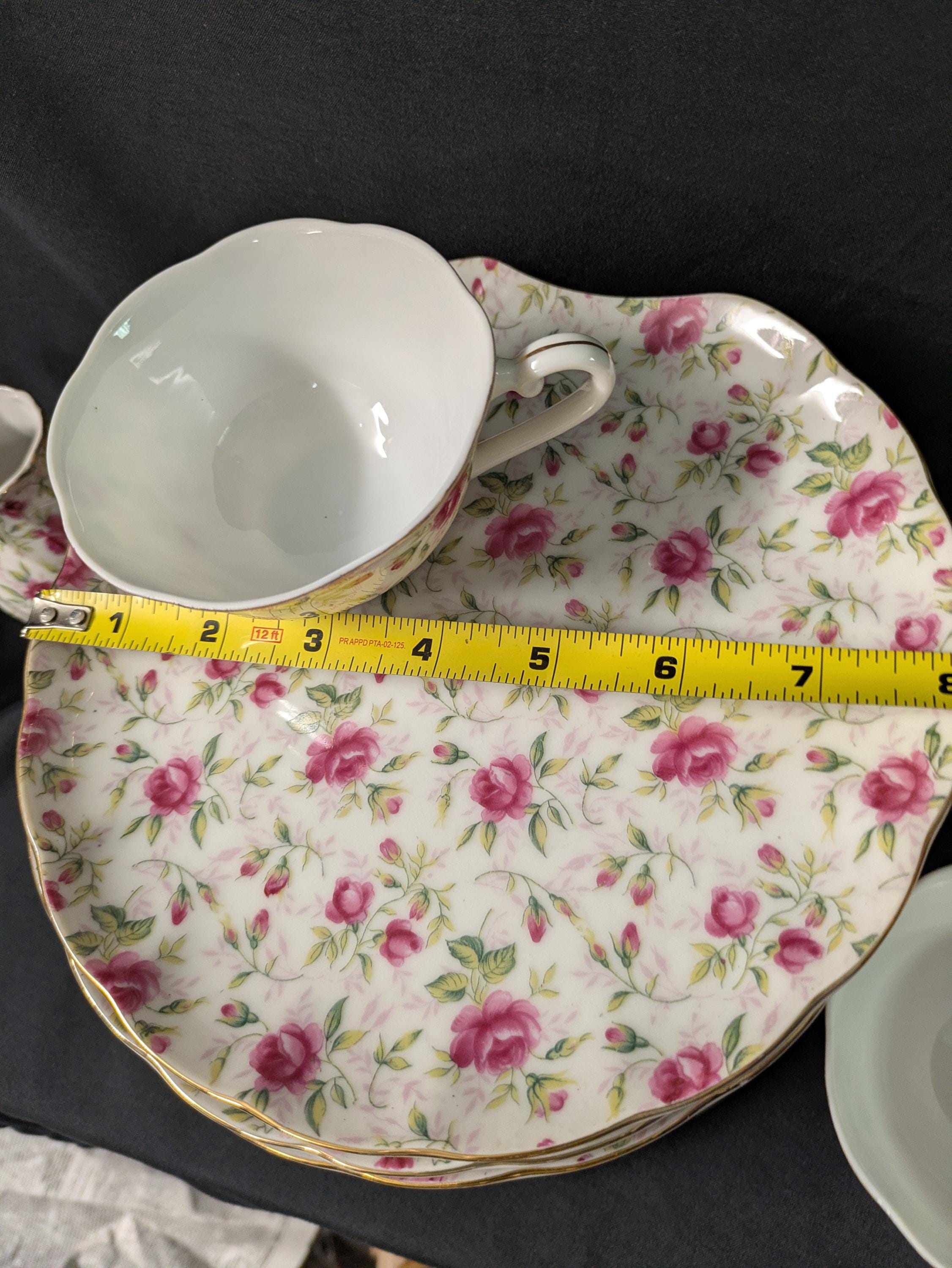 Lefton China Roses Lefton China Rose Chintz Luncheon Snack Plate and Tea Cup Set - 12 ...