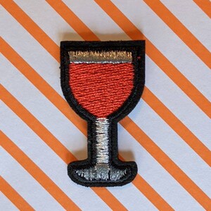Embroidered Mini Red Wine Glass Drink Patch Applique Iron On Sew On