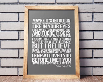 Savage Garden I Knew I Loved You Music Love Song Lyrics Art Print