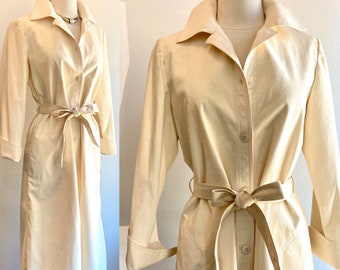 Vintage 70s GLAM ULTRASUEDE Trench Dress Coat / Structured Minimalist / Gino Rossi