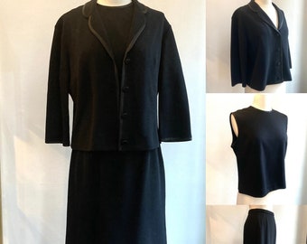 Vintage 60s Knit Suit / 3-PIECE MOD SUIT / Butte Knits / Cropped Jacket + Shell + Pencil Skirt / Minimalist