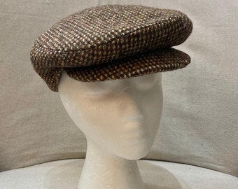 Vintage NEWSBOY Cap Hat / HARRIS TWEED / Cabbie Style / Hand Woven Scottish Wool / Color Flecks / 7.5