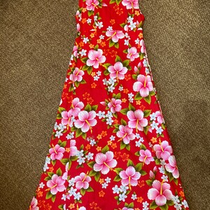 Vintage 60s HAWAIIAN Maxi Dress / HIBISCUS BARKCLOTH / Watteau Pleat ...