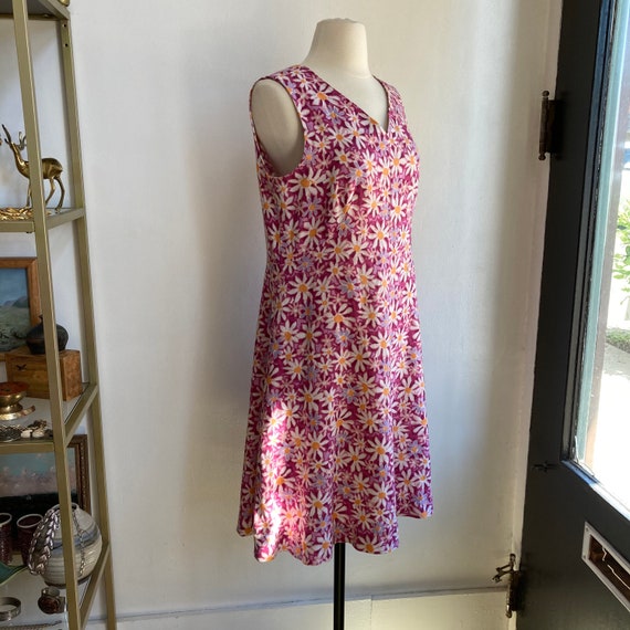 Vintage 60s Dress / MOD Style / BARKCLOTH + Pink … - image 6