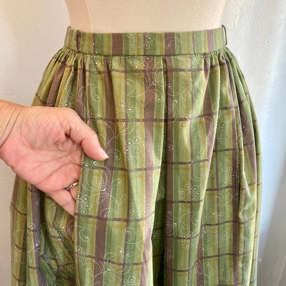 Vintage 50's Cotton PLAID Full-Skirt / Hidden POC… - image 5