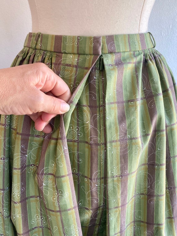 Vintage 50's Cotton PLAID Full-Skirt / Hidden POC… - image 4