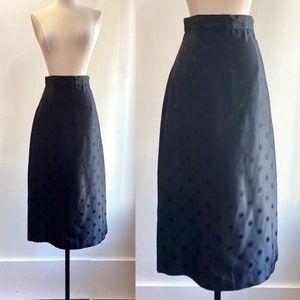 Vintage 40s Silk Embossed Skirt in Midi Pencil Length with a Side Metal Zip