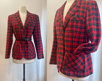 Blazer PENDLETON vintage de los años 70 / Chaqueta a cuadros escoceses / Bolsillos de parche + Forro / Hecho en EE. UU.