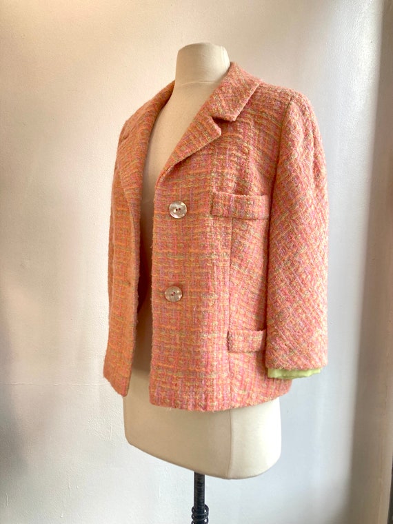 Vintage 50s 60s Skirt Suit / PINK TWEED Blazer + … - image 5