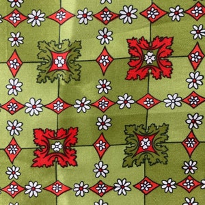 Vintage VERA SILK SCARF / Green Red Geometric Design / Square image 5