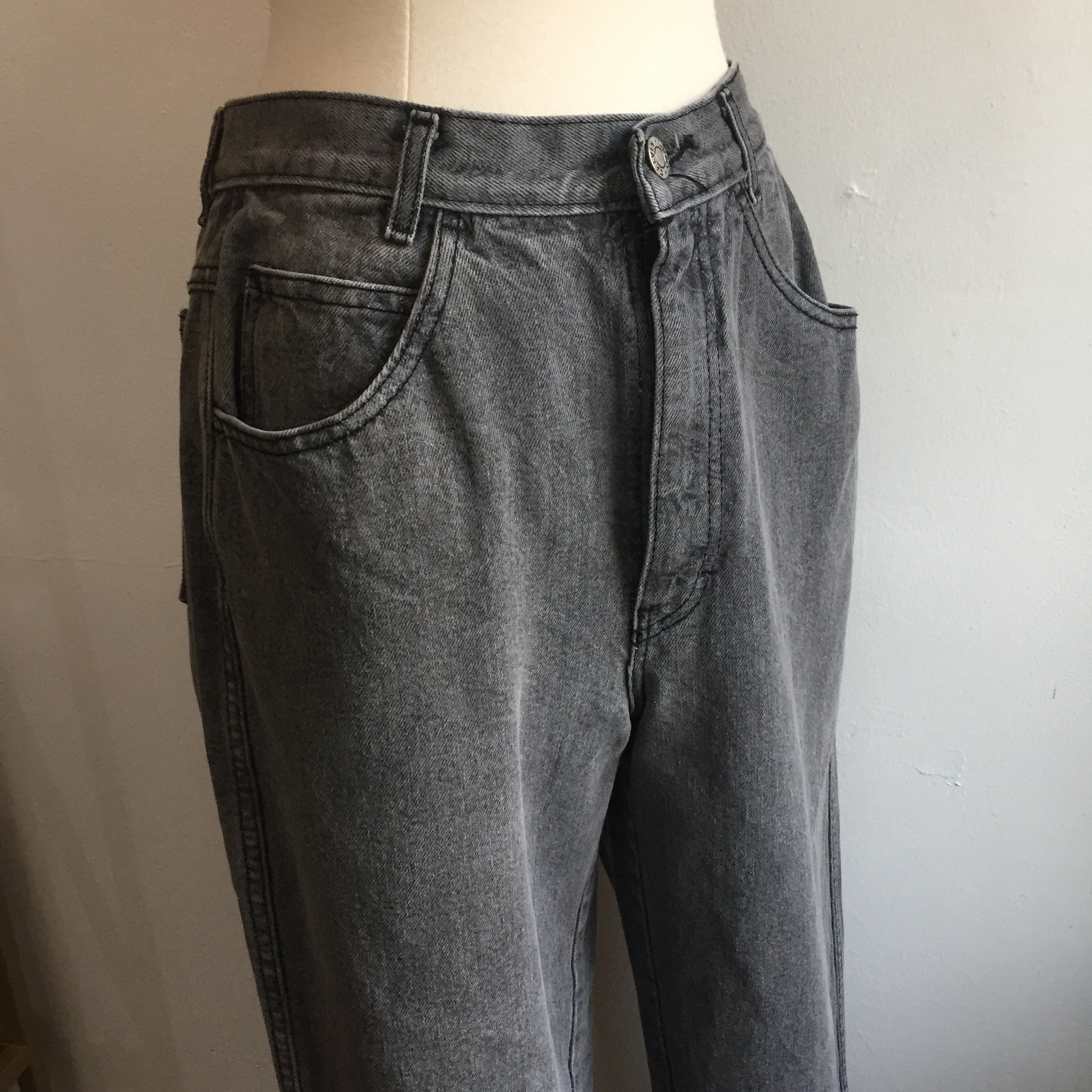 80's Vintage CALVIN KLEIN Mom Jeans / PAISLEY Soft Gray | Etsy
