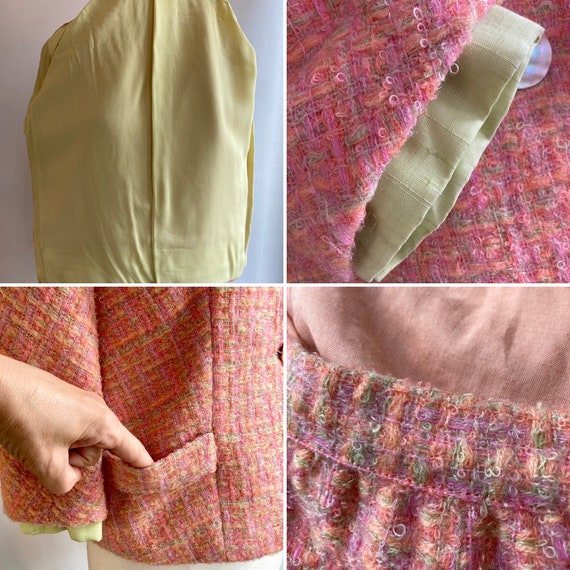 Vintage 50s 60s Skirt Suit / PINK TWEED Blazer + … - image 9