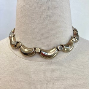 Vintage CHOKER Necklace / MOD SILVER Rounded Chunky Chain Links image 2