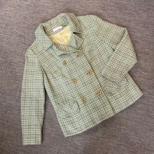 Cute Vintage 60s MOD PLAID PENDLETON Coat Jacket / Double-Breasted Pockets image 9