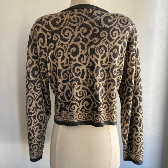 Vintage 80s Cardigan Sweater / CROPPED PAISLEY In… - image 5