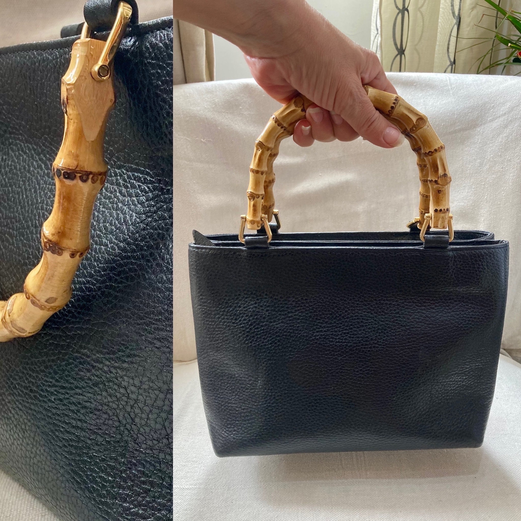Police Auctions Canada - Gucci Vintage Leather Bag w/ Bamboo Handle & Zip  Pulls (513144L)