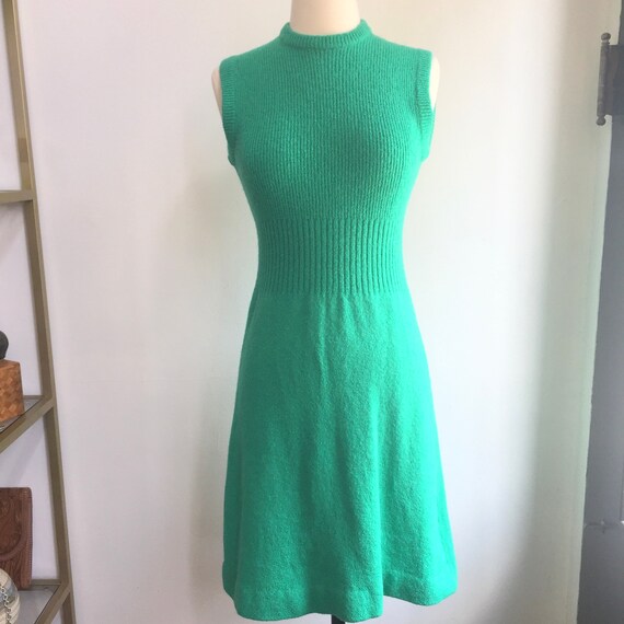 Vintage 50s 60s Sweater DRESS / Sleeveless /  Kni… - image 3