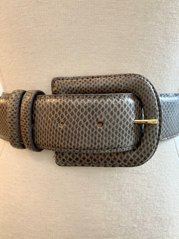 Vintage 80's Gray SNAKESKIN BELT / Linda Allard fo