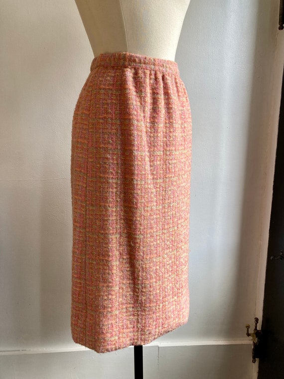 Vintage 50s 60s Skirt Suit / PINK TWEED Blazer + … - image 7