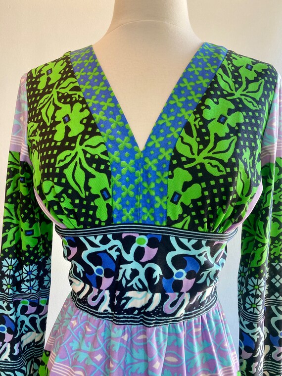 Cool 70s Vintage BOTANICAL WALLPAPER Print MAXI Dress… - Gem